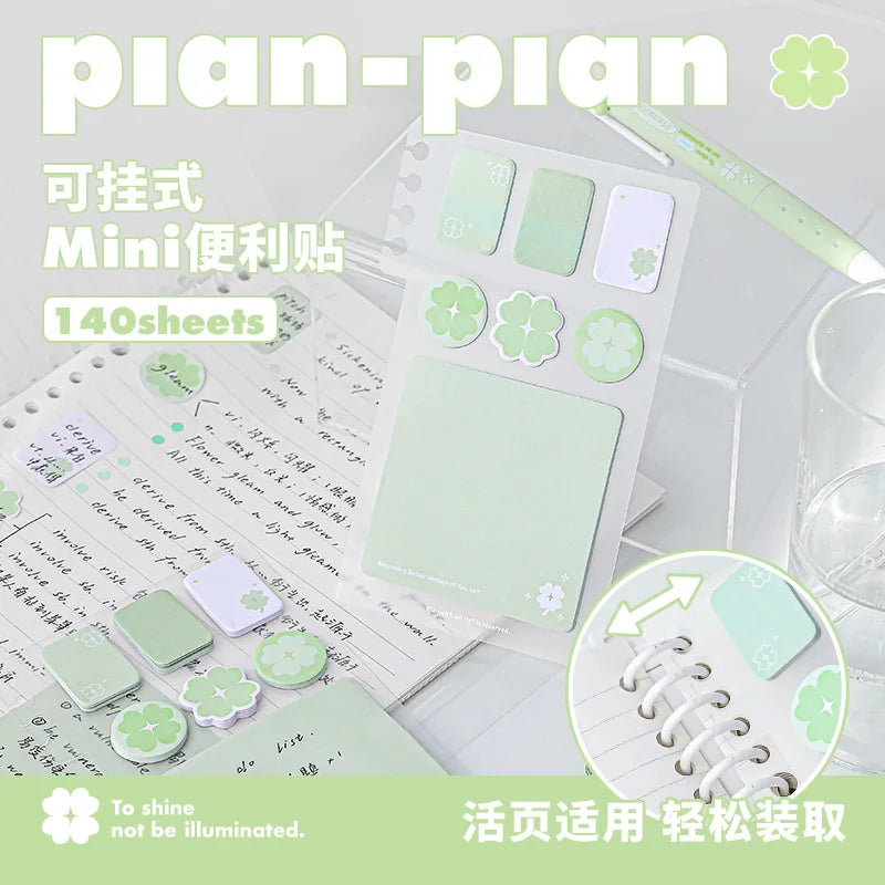 MINKYS Four Leaf Clover Binder Index Sticky Paper Planner Index Sticker List Handheld Memo Pad School Stationery Supplies