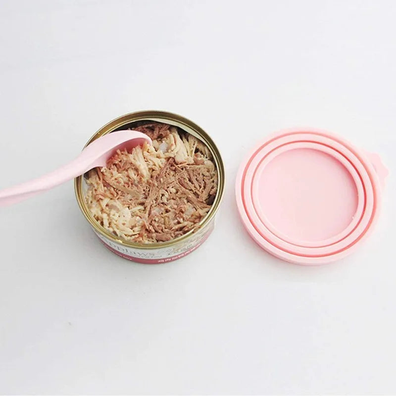 Food-grade silicone pet food lids, reusable, BPA-free, suitable for most cat and dog food tin sizes