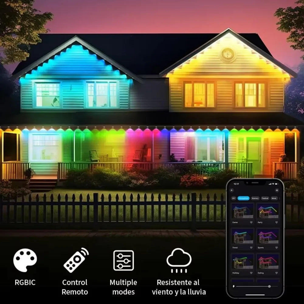 300ft Smart Eave Lights 180LEDS Permanent Outdoor Lights LED String Lights App Remote Waterproof for House Festival Daily Decor