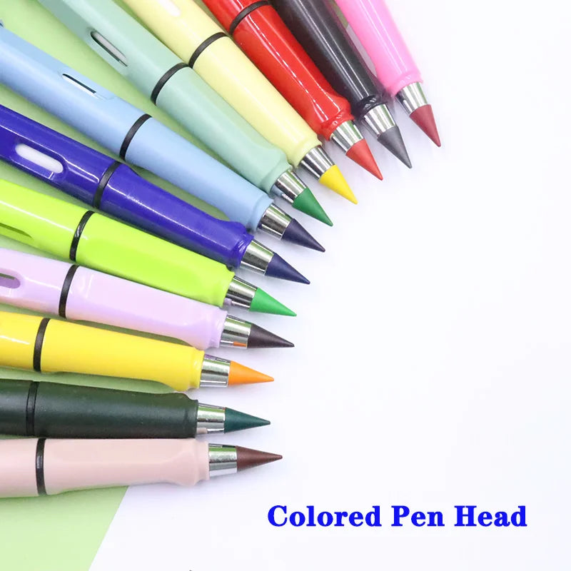 New Technology 12 Color Infinity Pencils No Ink Kawaii Unlimited Pencil School Kids Art Color Sketch Painting Stationery