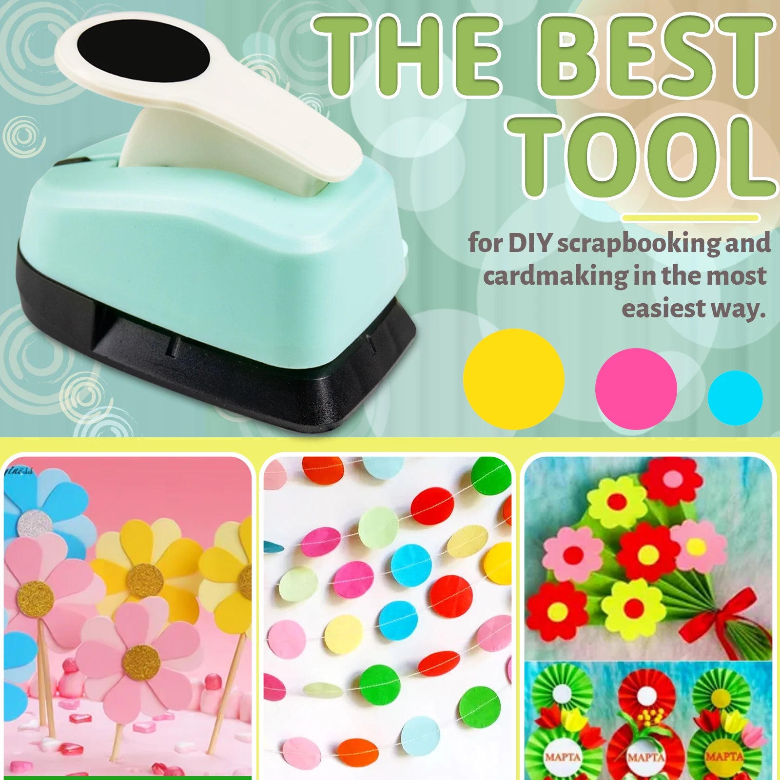 Circle Paper Hole Puncher Cutter Tool Set  2 1 inch 50mm 38mm 35mm 28mm 25mm 18mm 16mm 9mm for Paper Crafts Cardmaking Scrapbook