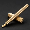 1Pc Brass Fountain Pen, 0.5mm Nib, Heavy Metal Feel, for Business and Office Use, Rotating Cap, Mini Short Style, Includes Ink Absorber, 2.6mm Caliber, for Students/Office, Holiday Gifts, Valentine's Day, Back-To-School Seaso