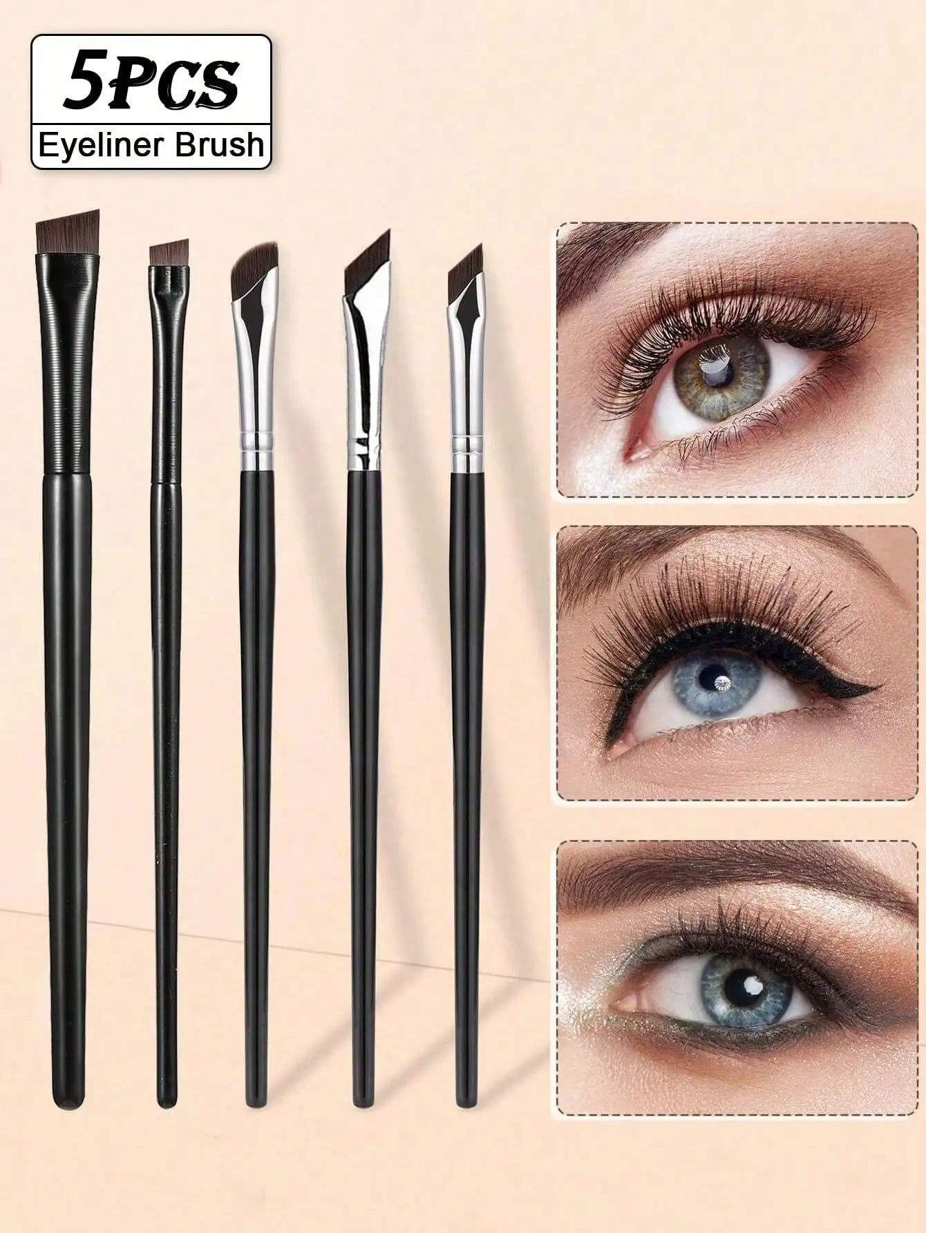 3pcs Makeup Brush Set, Including Angled Eyeliner Brush, Eyebrow Brush, And Ultra-Fine Eyeshadow Brush, Makeup Brush Set, Makeup Brush Kit, Makeup Brush Set, Full Makeup Brushes, Makeup Brush Set, Complete Makeup Tools, Makeup