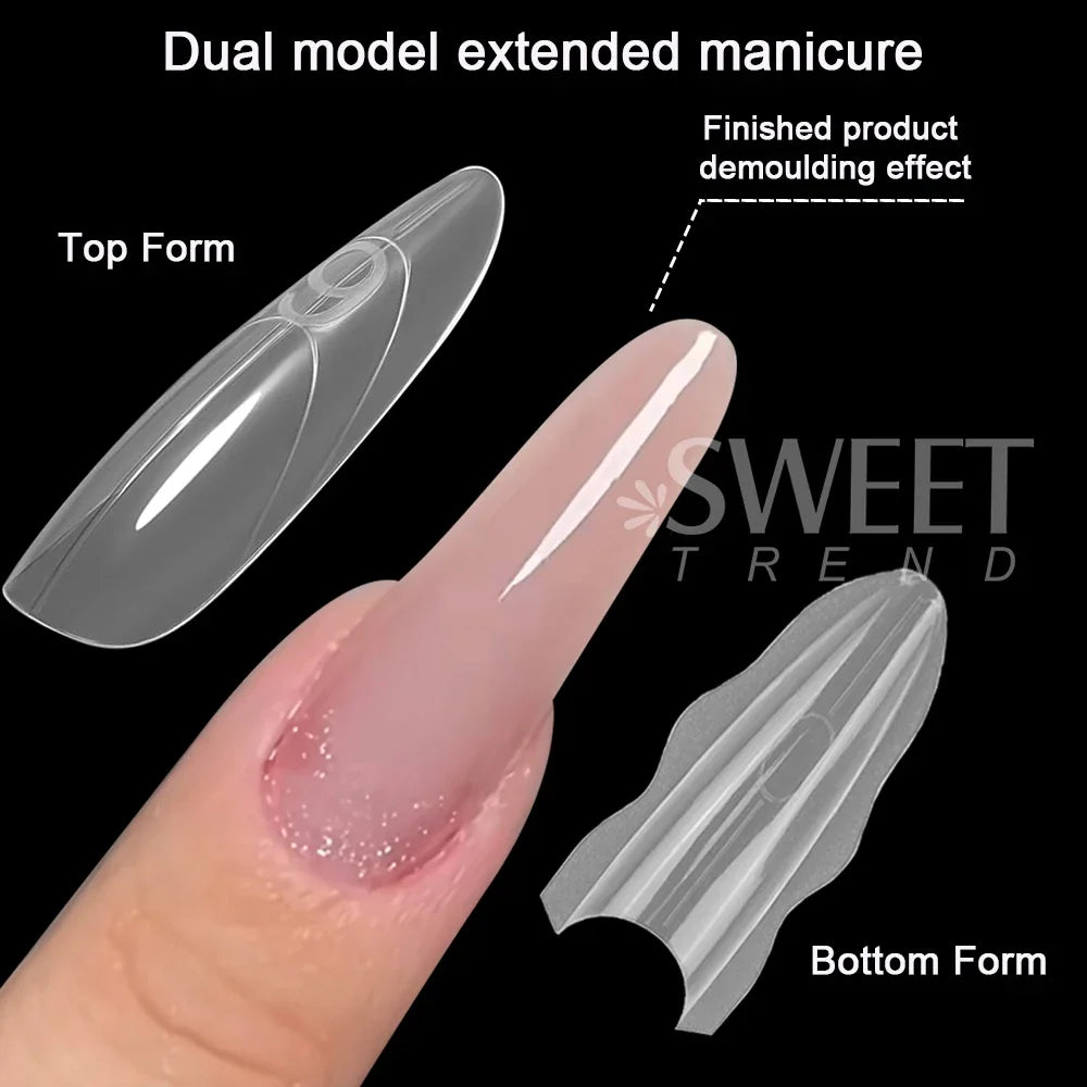 1 Box Dual Nail Forms New 180pcs 15 size Extensions-Dual Forms Long Coffin Almond Top/ Bottom Nail Forms Manicure Extension Tool