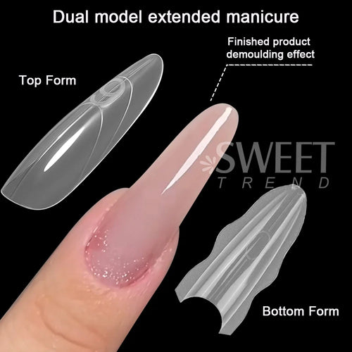 1 Box Dual Nail Forms New 180pcs 15 size Extensions-Dual Forms Long Coffin Almond Top/ Bottom Nail Forms Manicure Extension Tool