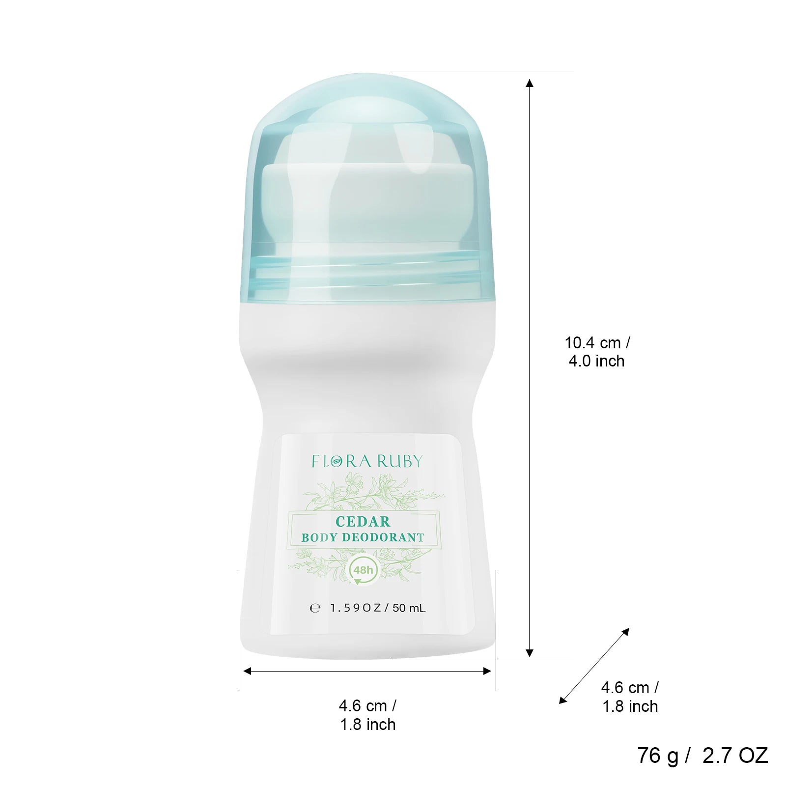 1 PC Flora Ruby Light Green Series Deodorant Roll On w omen's and men all-purpose   Deodorant Roll Aluminum Free easy to carry a