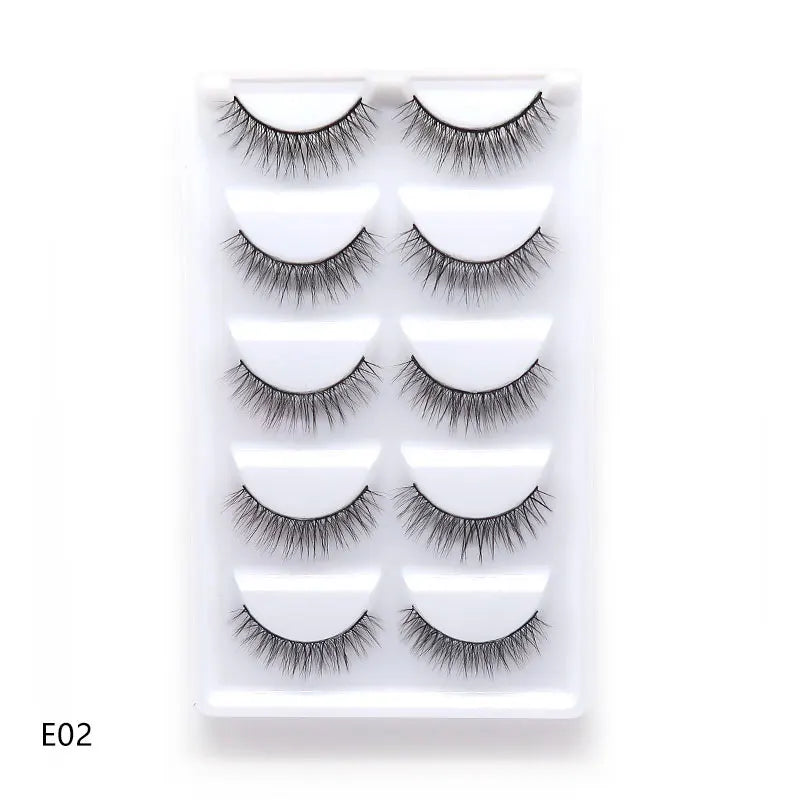 New 5Pairs Handmade 3d Mink Lashes Short False Eyelashes Cross Messy Dense Natural Eye Lashes Stage Makeup False Eyelashes E08