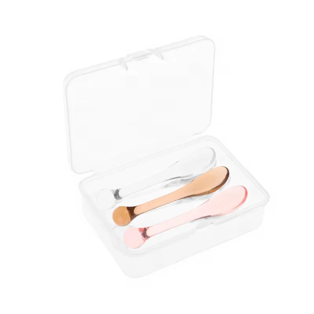 3pcs Acrylic Cosmetic Spatulas Scoop with Bottle Face Cream Mask Mud Mixing Spoon Beauty Tools Absorb Roller Facial Applicator