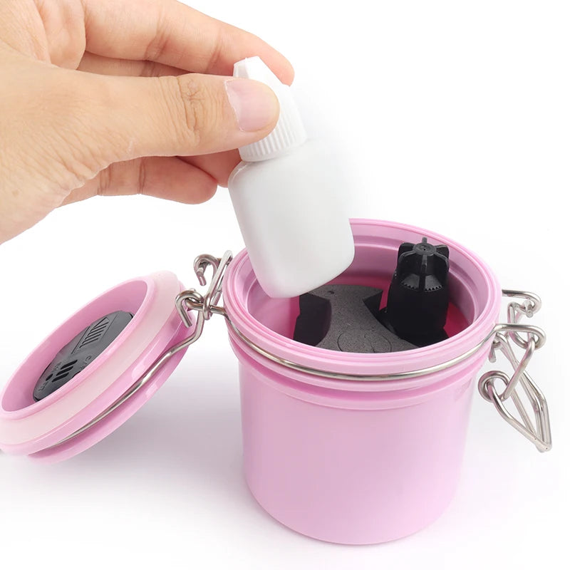 Eyelash Glue Storage Tank With Temperature and Hygrometer Activated Carbon Seal Leak-proof Jar Container Lash Extension Tool