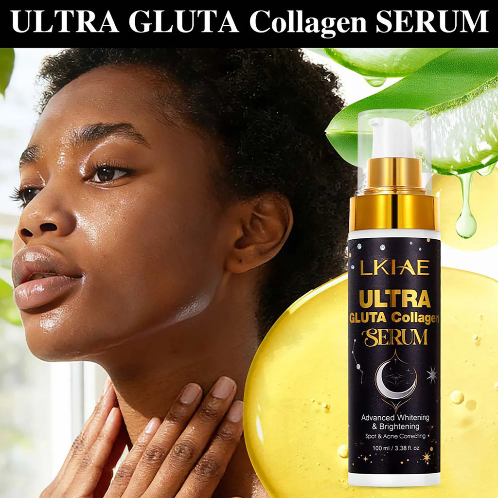 LKIAE Ultra Glutathione Collagen Whitening Serum, Moisturizing, With Licorice, Anti Acne, Dark Spots Essence for Face and Body