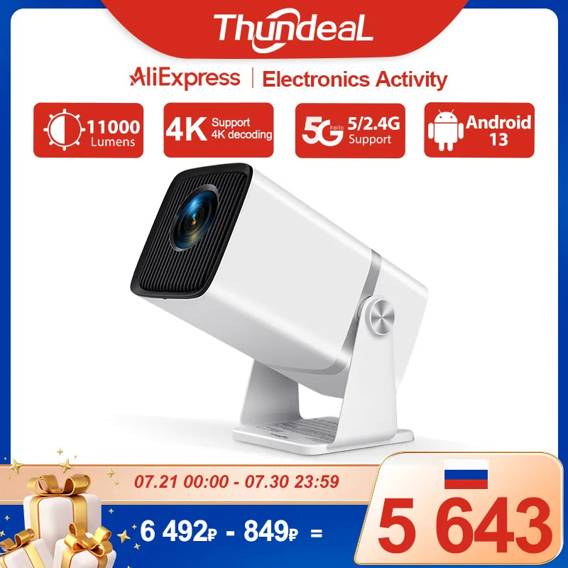 ThundeaL 4K Full HD Projector FHD TD80W Android WiFi 3D Home Theater TD80 Portable Beam Mini Projector Meeting 3D Video PK HY320