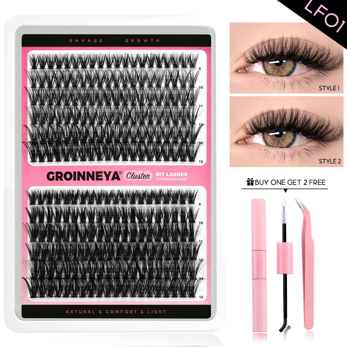 Lash Clusters Set DIY Lashes Extension Kit Individual Eyelash Extension Kit Full Set Lashes Kit with Lash Bond and Seal Makeup
