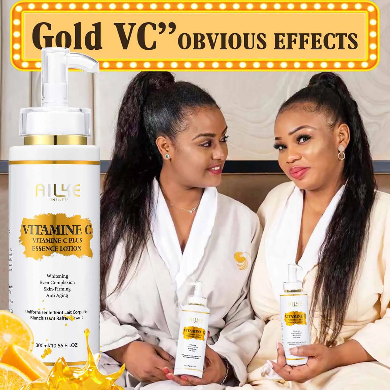 AILKE Vitamin C Set, Reduce Dark Spots, with Lightening Body Lotion, Even Tone Face Cream, Whitening Serum, Brightening Soap