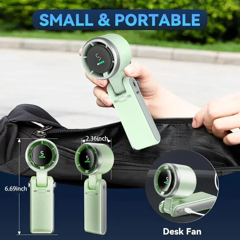 3-in-1 Fan, 5-speed, 3600mAh Rechargeable Lithium Battery, USB Charging, Travel Mini Fan