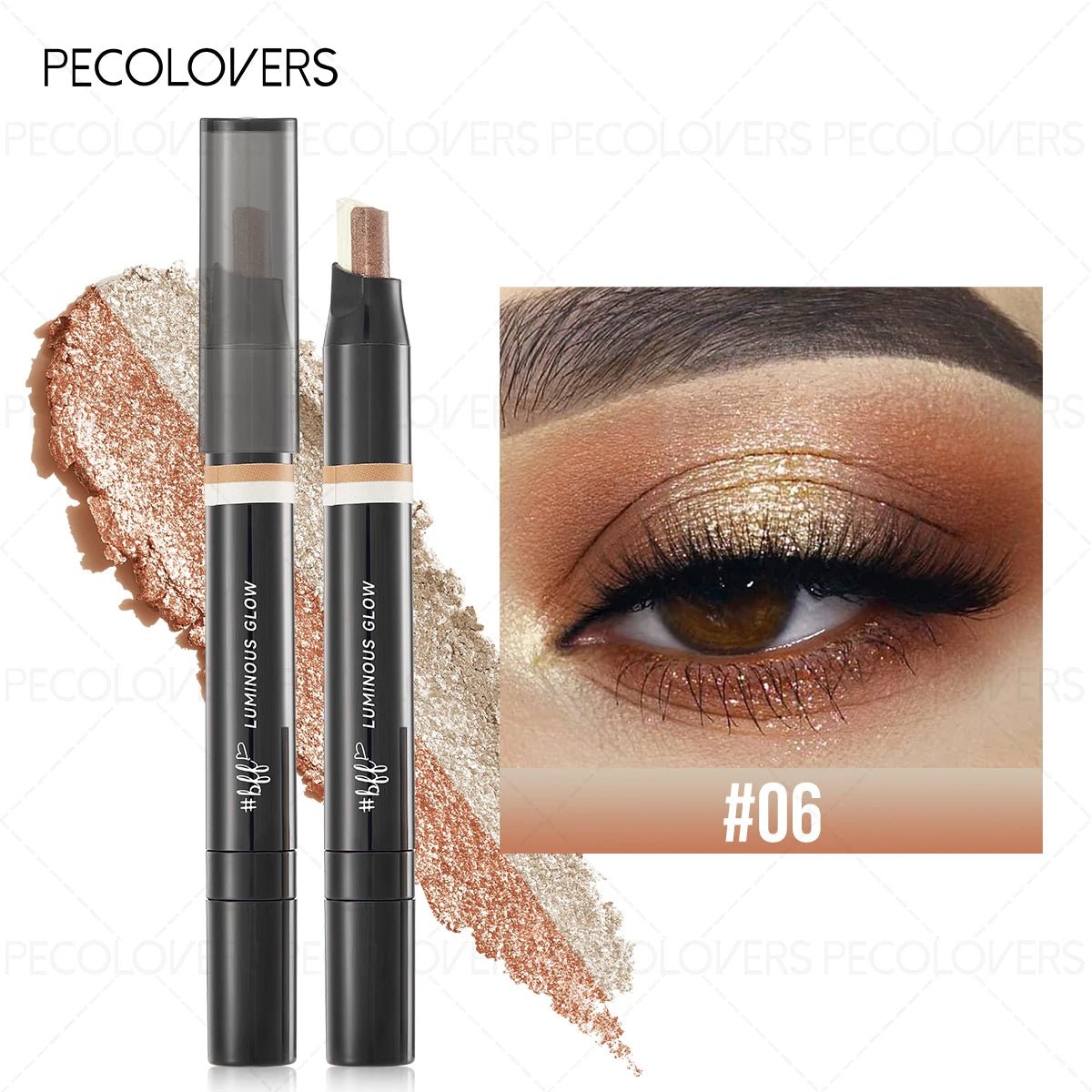 1PC Glitter Double Color Eyeshadow Stick Metallic Gradient Waterproof Two Tone Long Lasting Shimmer Shadow Pen 2 in 1 Eye Makeup