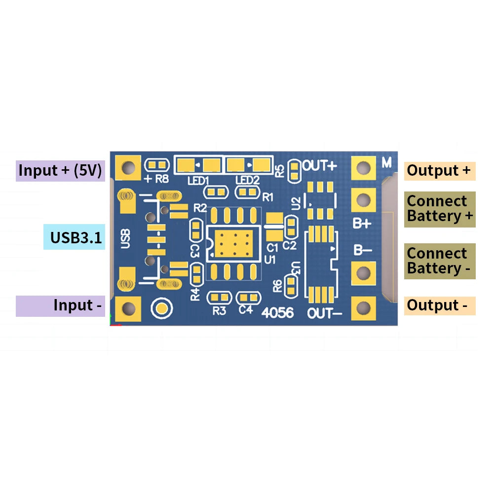 1-20PCS 1A 18650 Lithium Battery Protection Board Type-c/Micro/Mini USB Charging Module TP4056 With Protection One Plate Module