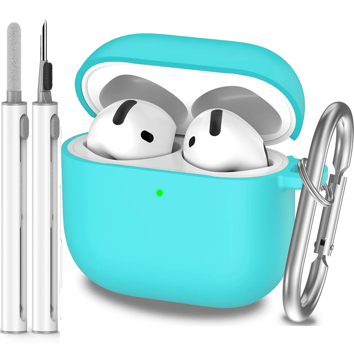 for AirPods 4th Generation Case Cover 2024, Military Grade Soft Silicone Shock-Absorbing for AirPods 4 Case with Keychain & Clea