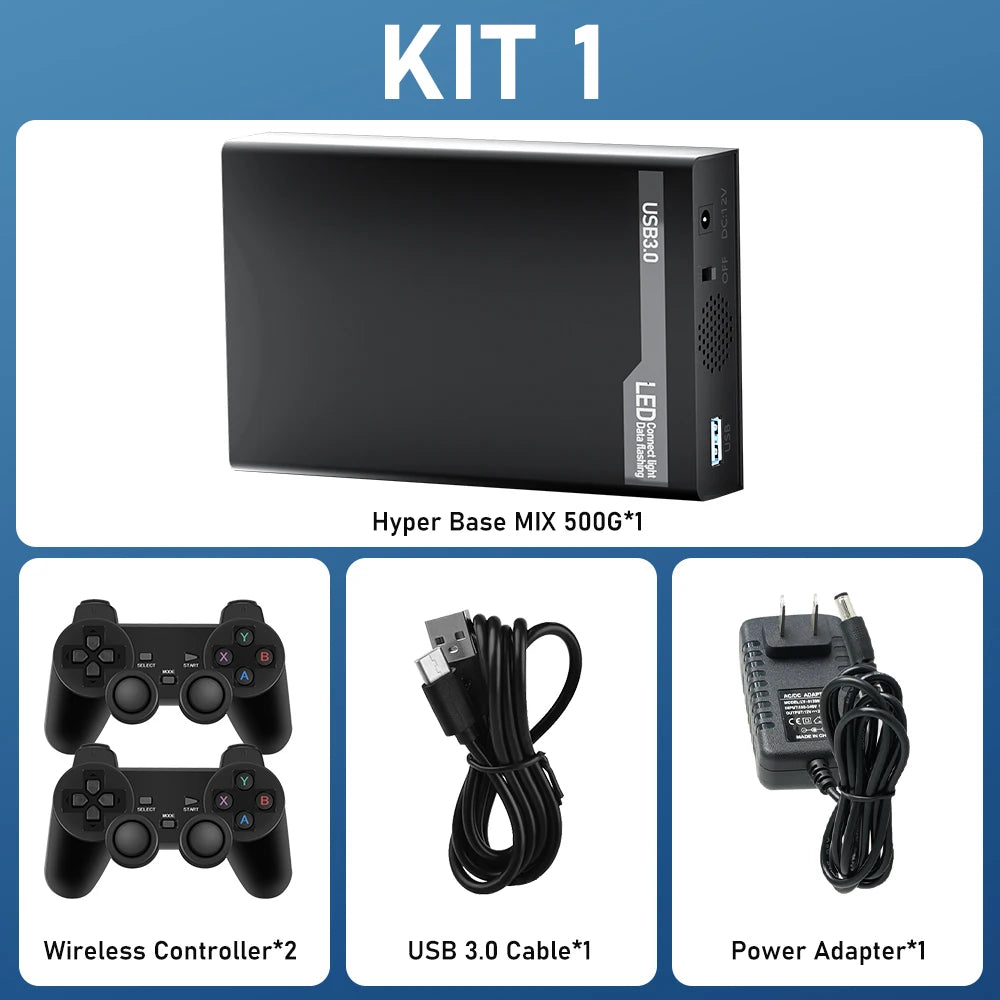 500G Retro Gaming HDD Video Game Console Retrobat＆Playnite＆Launchbox OS for XBOX/PS3/PS2/Switch/Wii/WiiU/DC/NES with 38200+Games