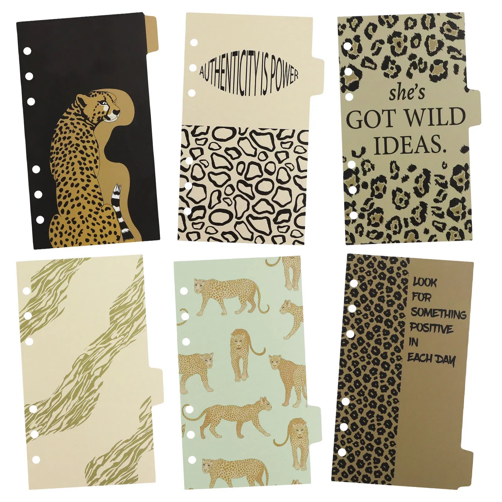 A6 Leopard Separator Paper Index Page Classification Separator Page Notebook Loose-leaf Book Partition Accessories