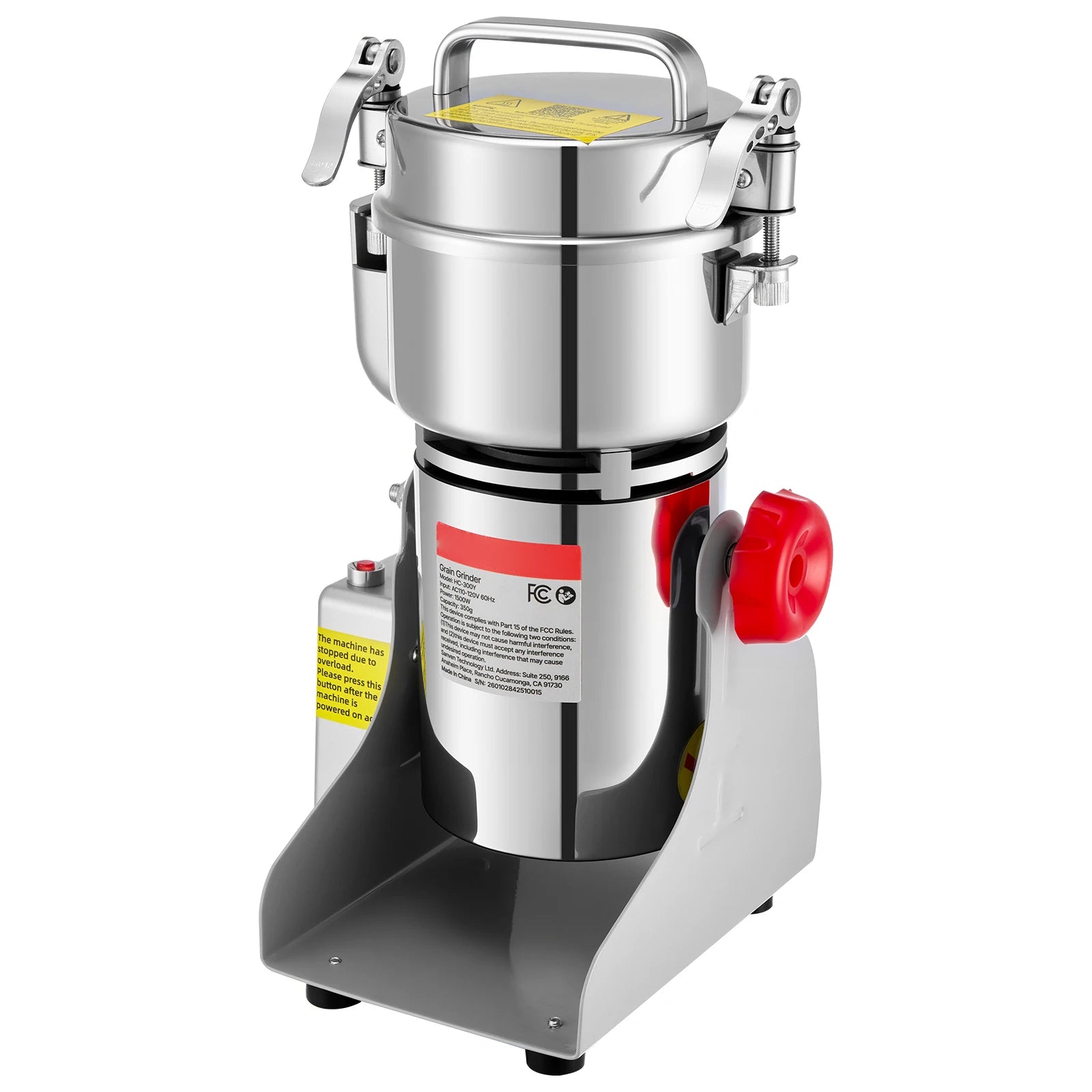 SucceBuy Electric Grain Mill Grinder 28000/32000RPM High Speed Stainless for Dried Grains Coffee Beans Spices 270° Swing Type