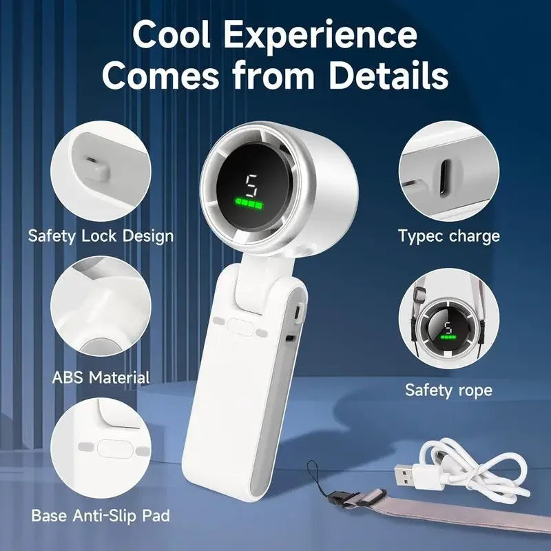 3-in-1 Fan, 5-speed, 3600mAh Rechargeable Lithium Battery, USB Charging, Travel Mini Fan