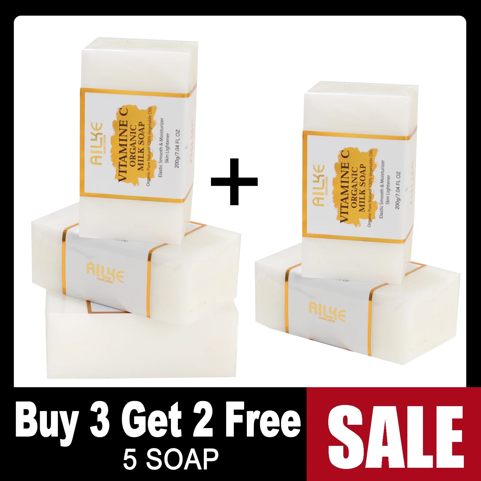 AILKE Vitamin C Set, Reduce Dark Spots, with Lightening Body Lotion, Even Tone Face Cream, Whitening Serum, Brightening Soap