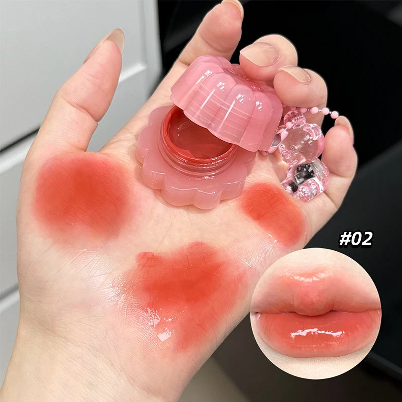 QIBEST Moisturizing Mirror Lipgloss Lip and Cheek Dual-Purpose Gel Jelly Water-Glow Colorful Lip Cheek Blush Cream Lip Stain