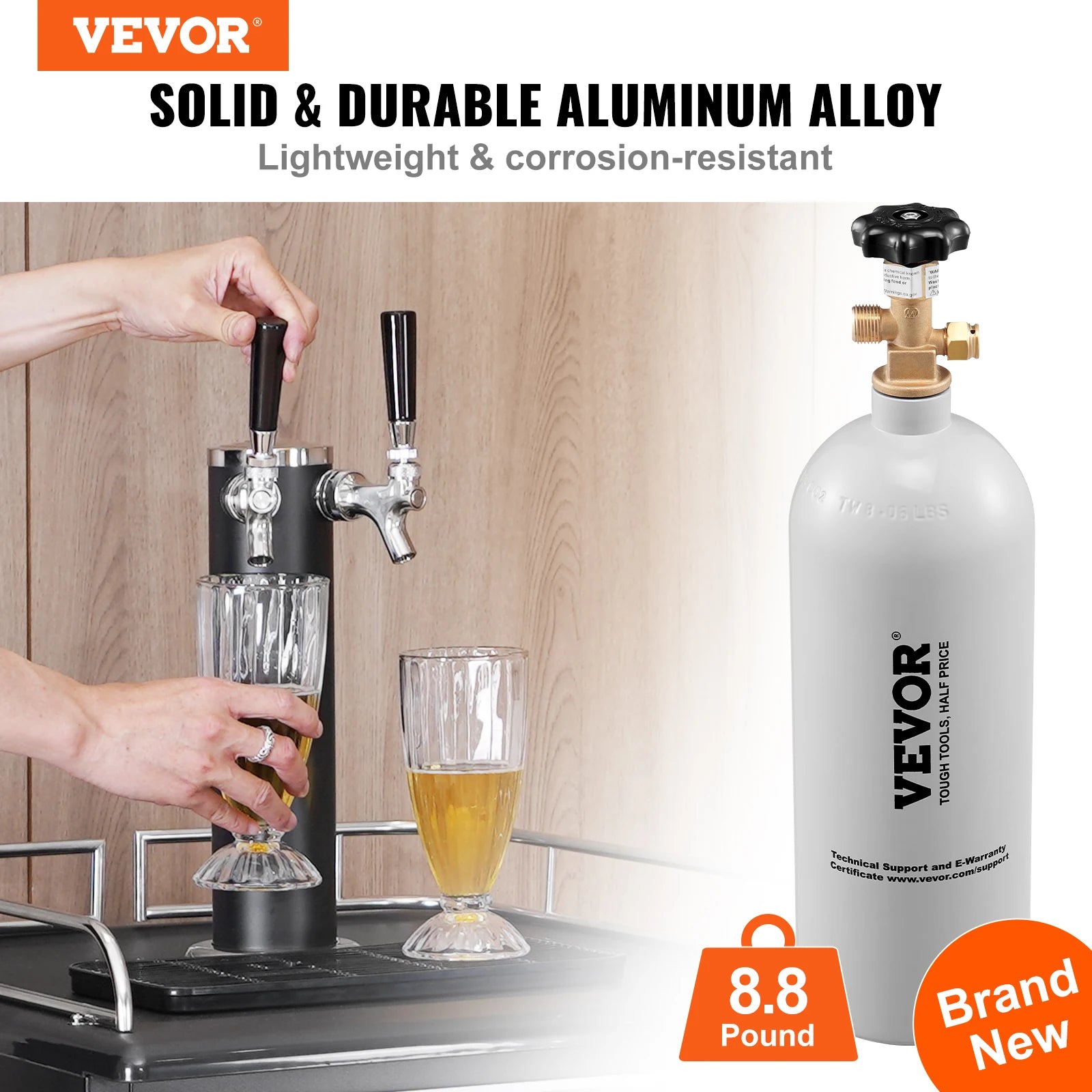 SucceBuy 5 Lbs CO2 Tank Aluminum Gas Cylinder Brand New CO2 Cylinder with Gray Spray Coating CO2 Tank with CGA320 Valve