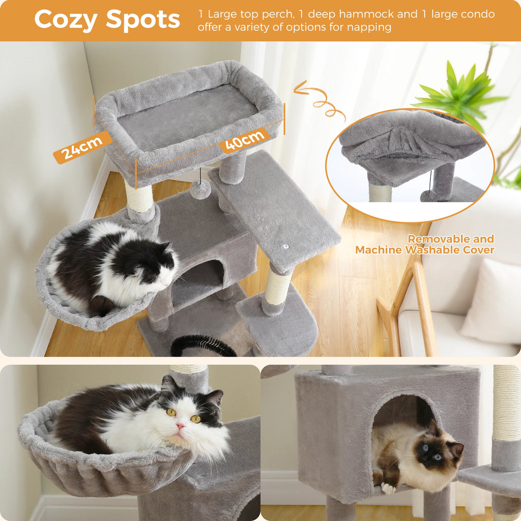 Multi-Level Cat Tree Tower with Sisal Scratching Posts and Pad Soft Top Perch Large Cat Condo for Indoor Cat Scratchers Cat Toys