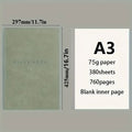 A3 Sketchbook 760 Pages Blank, Soft PU Leather Cover Notebook for Drawing, Sketching, Diary | Large Sketch Pad Eye-Safe Paper