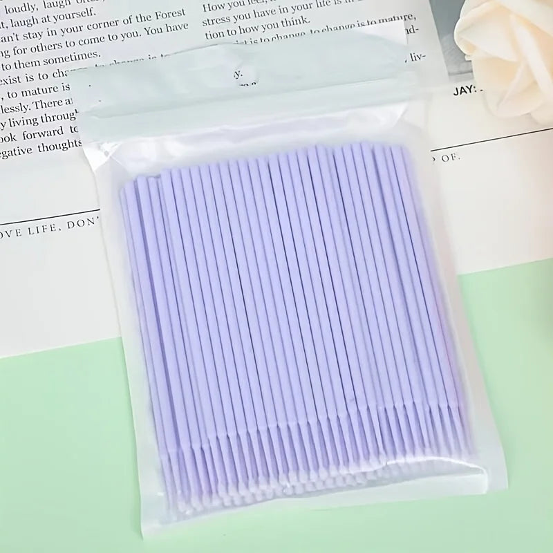 100Pcs Disposable Micro Cotton Swabs Lash Extension Cleaning Brush Household Salon Makeup Supply