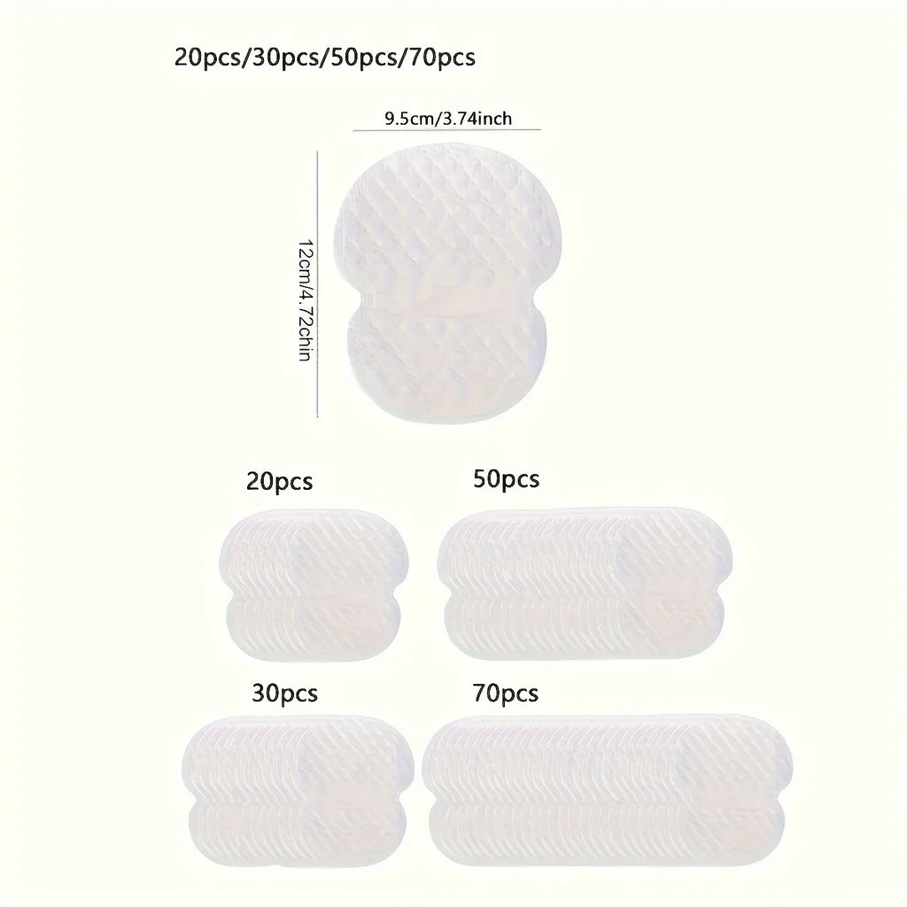 20/30/50/70/100PCS Underarm Sweat Pads, Washable Deodorant Shields, Sweat Absorbing Guards, Long-Lasting Fresh, Unisex Travel