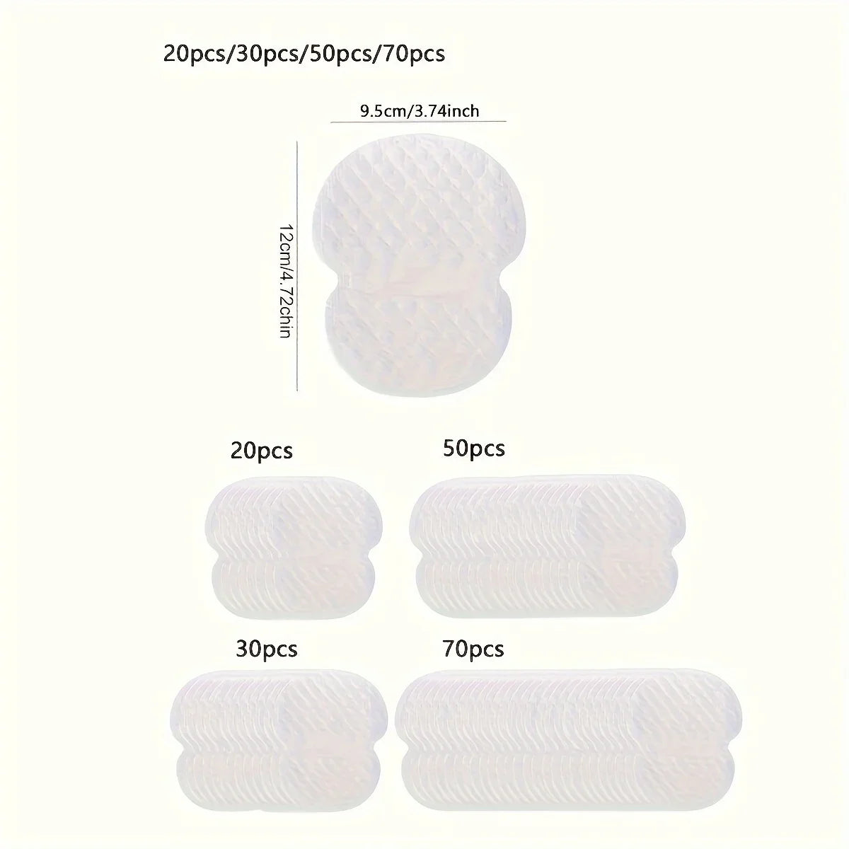 20/30/50/70/100PCS Underarm Sweat Pads, Washable Deodorant Shields, Sweat Absorbing Guards, Long-Lasting Fresh, Unisex Travel