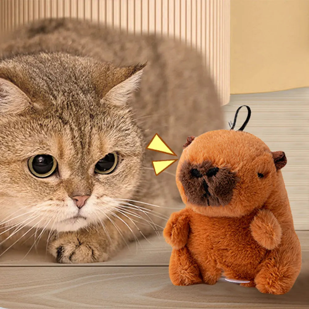 Interactive Cat Toys Flying Bird Cat Toy Flapping Wings Sparrow Catnip Toy Electric Squeaky Simulation Bird Plush Toy for Cats