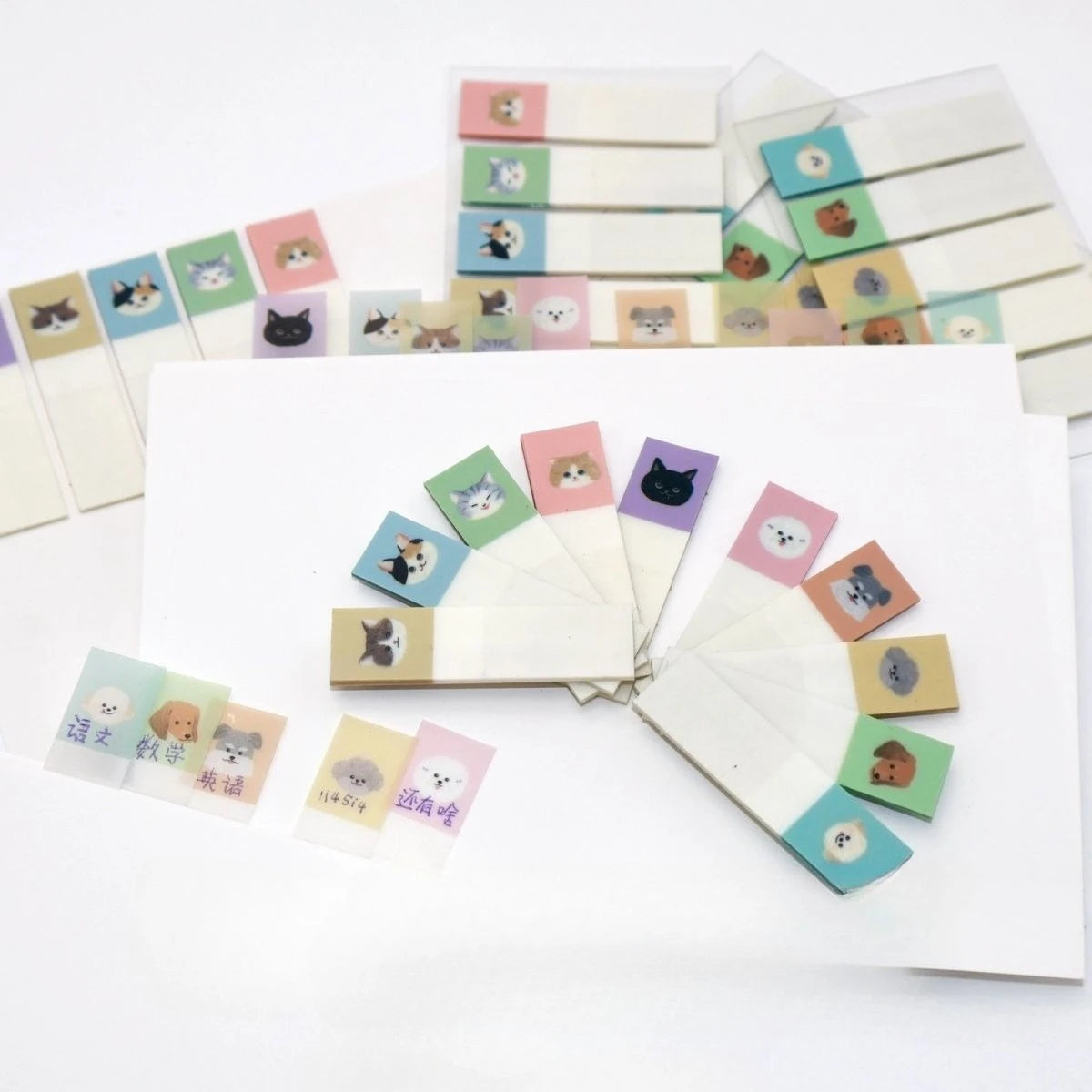 100Sheets Cute Cartoon Cat Dog Tabs Index Waterproof Self Adhesive Memo Pad Sticky Notes Bookmark Stationery School Supplies