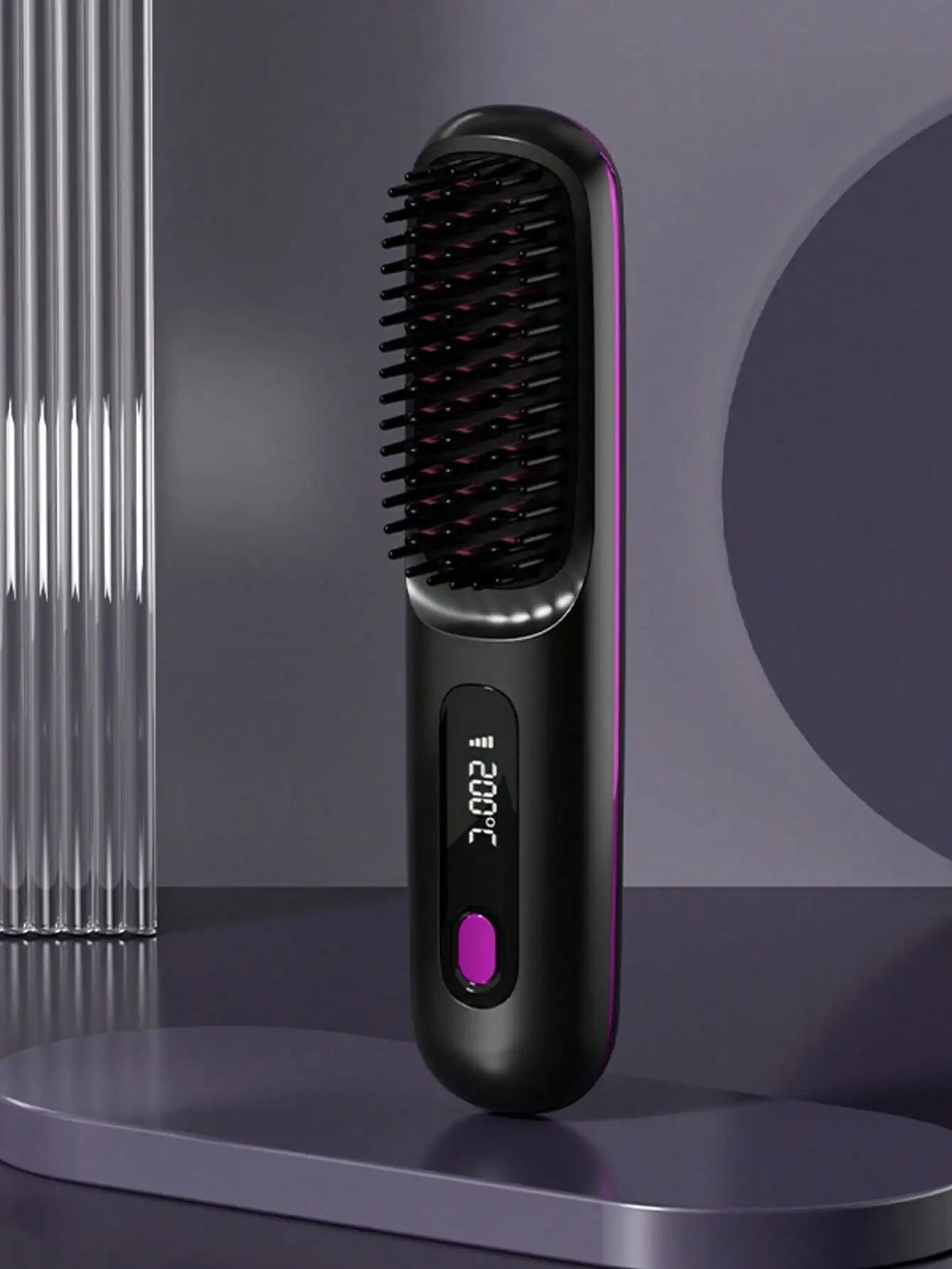 Women's Wireless Portable Hair Straightener, USB Rechargeable Negative Ion Hot Air Straightening Brush, Effectively Smooths Frizz, Makes Hair Shiny And Soft, Anti-Scald Design, 3 Temperature Settings, 30 Seconds Fast Heating,