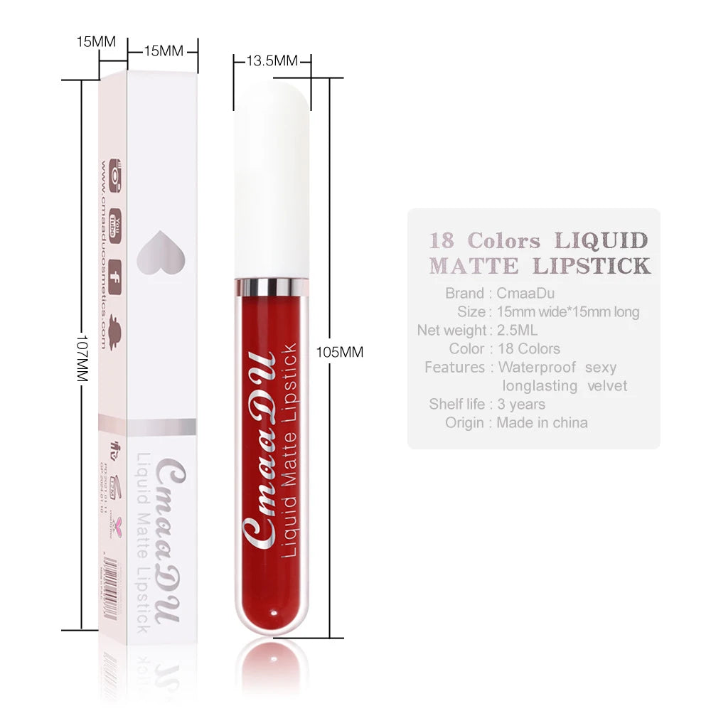 1/3pcs Matte Lipstick Set Liquid Waterproof Velvet Sexy Red Lip Gloss Kit Makeup Lasting Non-stick Cup Lip Tint Beauty Cosmetics