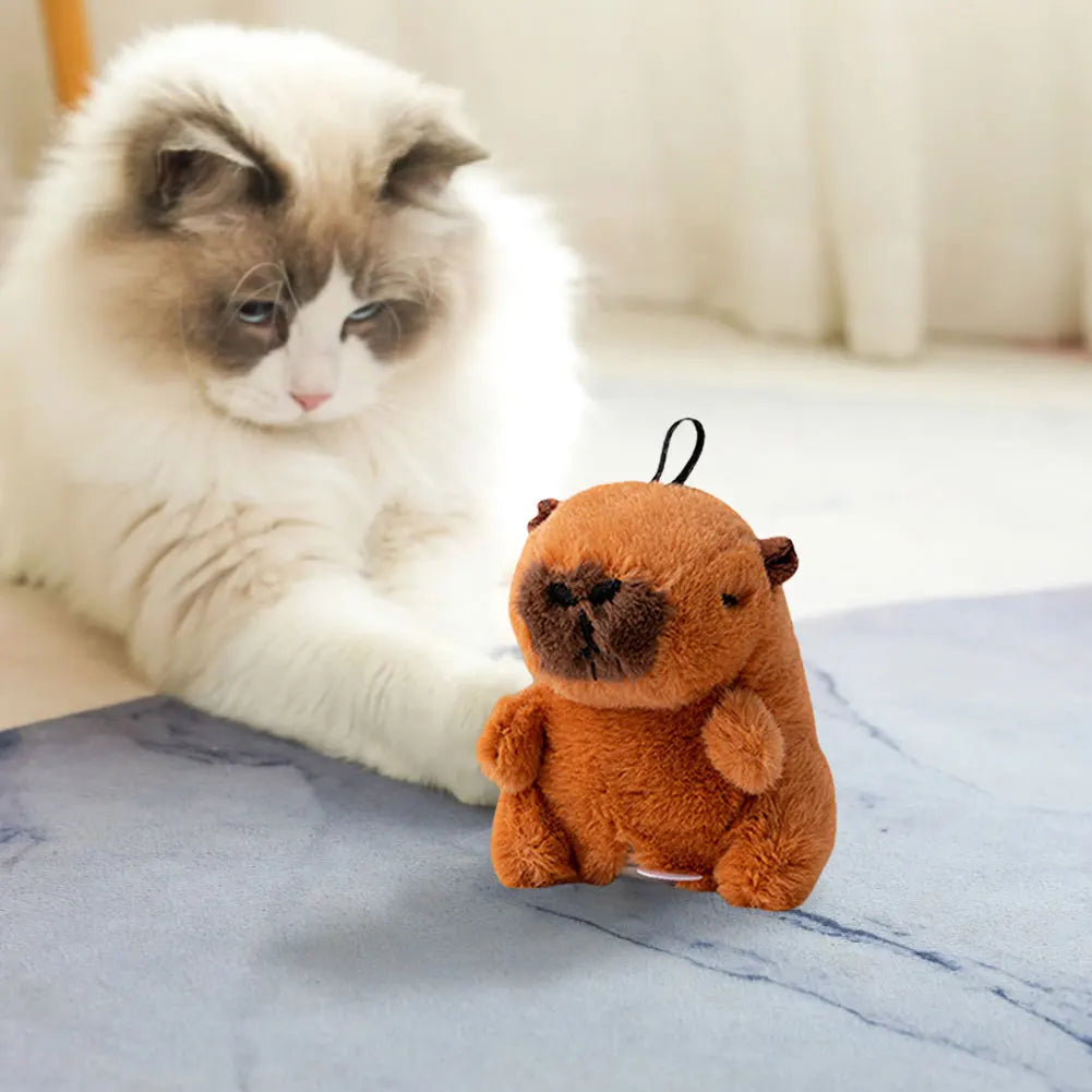 Interactive Cat Toys Flying Bird Cat Toy Flapping Wings Sparrow Catnip Toy Electric Squeaky Simulation Bird Plush Toy for Cats