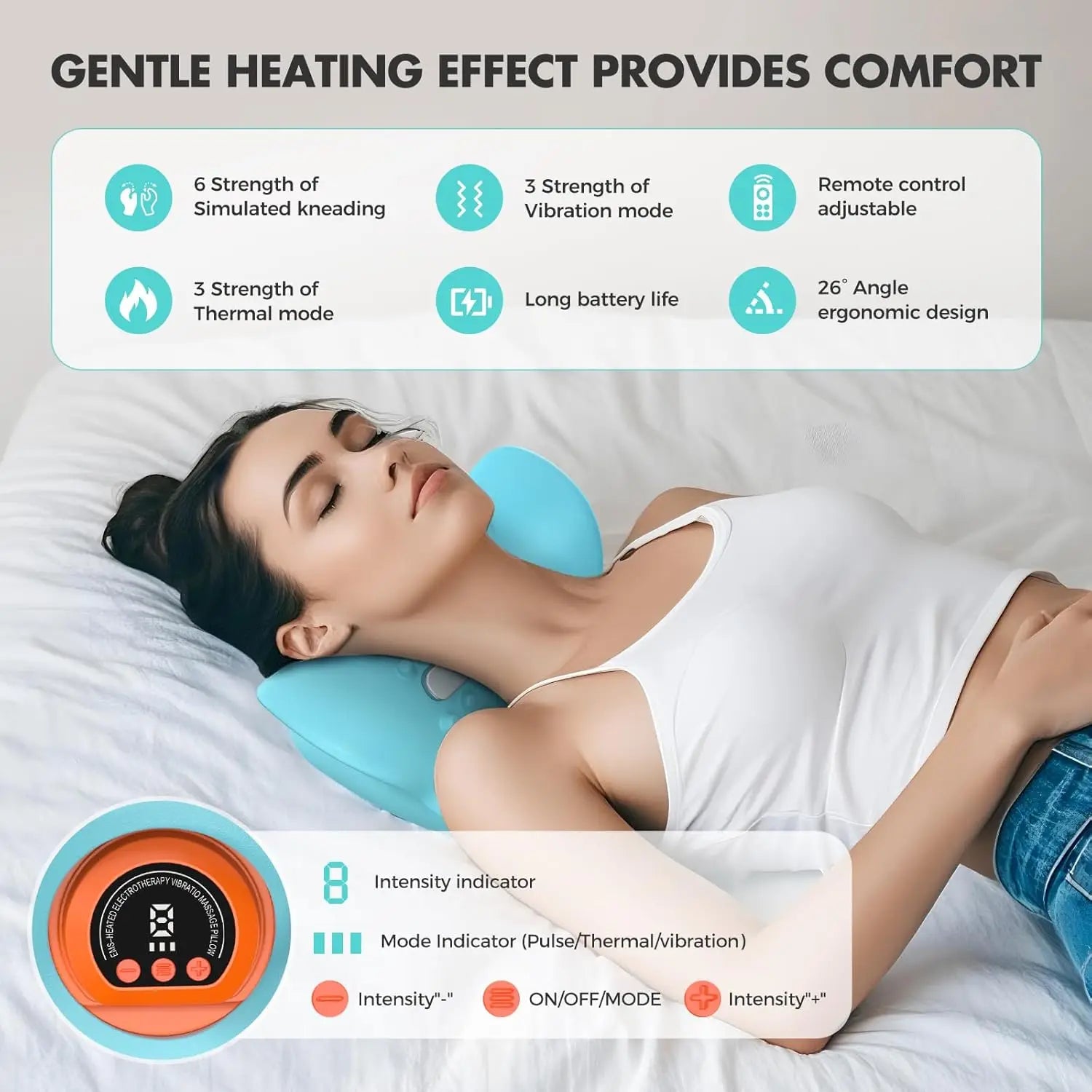 Rechargeable Portable Neck Massager Pillow3-in-1 Shiatsu Neck & Back Massager with Remote Control - Heat/Vibration/Deep Tissue