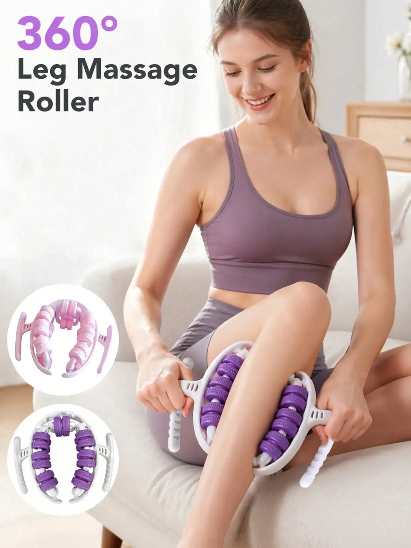1Pc Yoga Leg Ring Clamp Equipped with 28 Roller Wheels, Calf Muscle Relief, Leg Massage & Shaping Roller Clamp