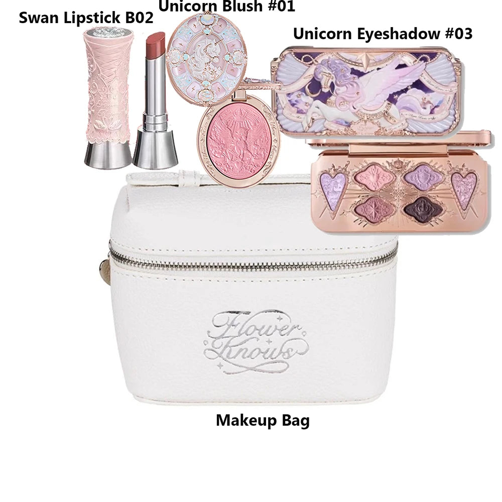 Flower Knows All In One Makeup Set Gift Box Garden Cushion Cream Foundation Matte Blush Long Lasting Velvet Lip Cream With Bag
