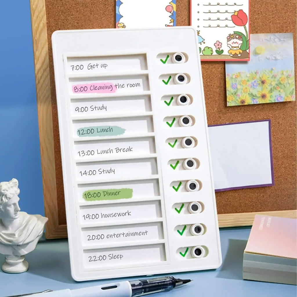 Kids Chore Chart with 10 Papers Chore Chart Plastic Checklist Board DIY To Do List  for Home Routine Planning Blank Paper