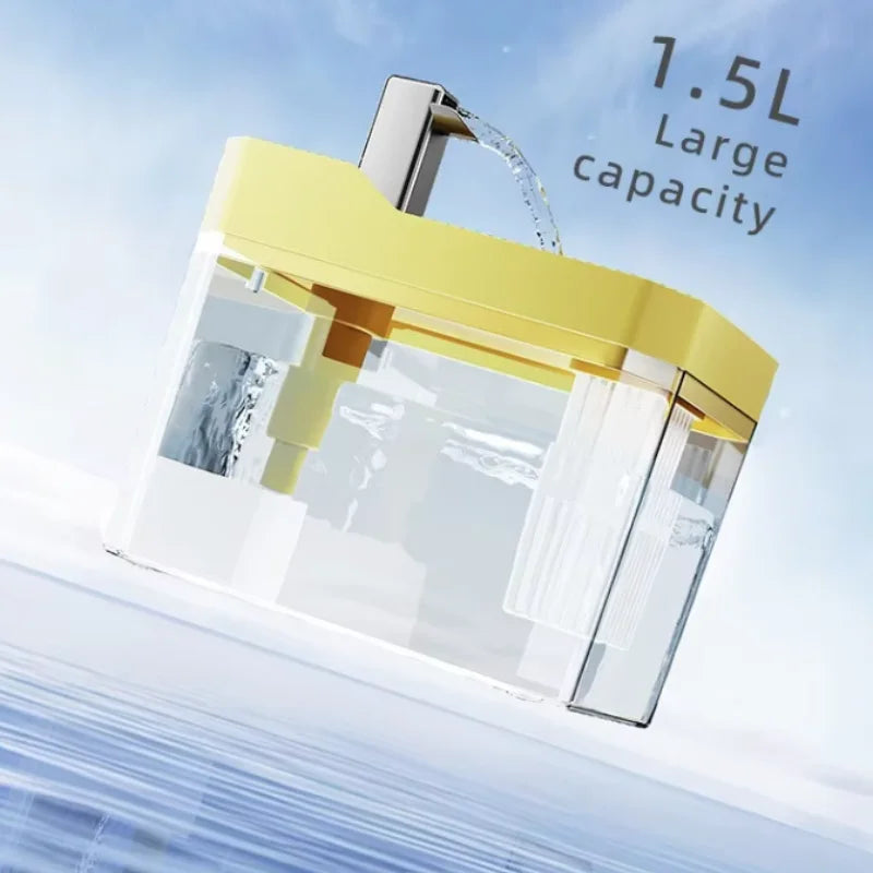 q USB Cat Water Fountain with Auto Filter Transparent Anti-Dry Burning Recirculating Dispenser Includes Pump for Cats
