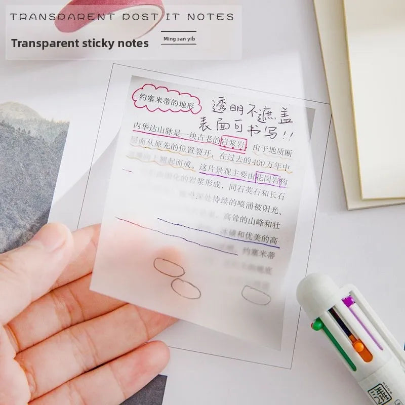 Waterproof PET Sticky Notes Transparent Creative Korean Ins Style Memo Pads for Study Office School Supplies