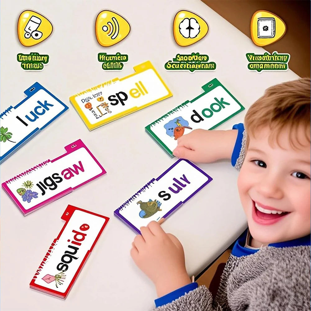30 Read and Rhyme Flip Books Vocabulary Flash Cards Word Reading Flip Book Letter ABC Vocabulary Cards Educational Reading Game