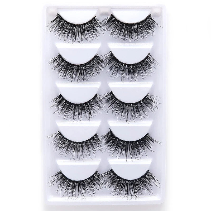 New 5Pairs Handmade 3d Mink Lashes Short False Eyelashes Cross Messy Dense Natural Eye Lashes Stage Makeup False Eyelashes E08