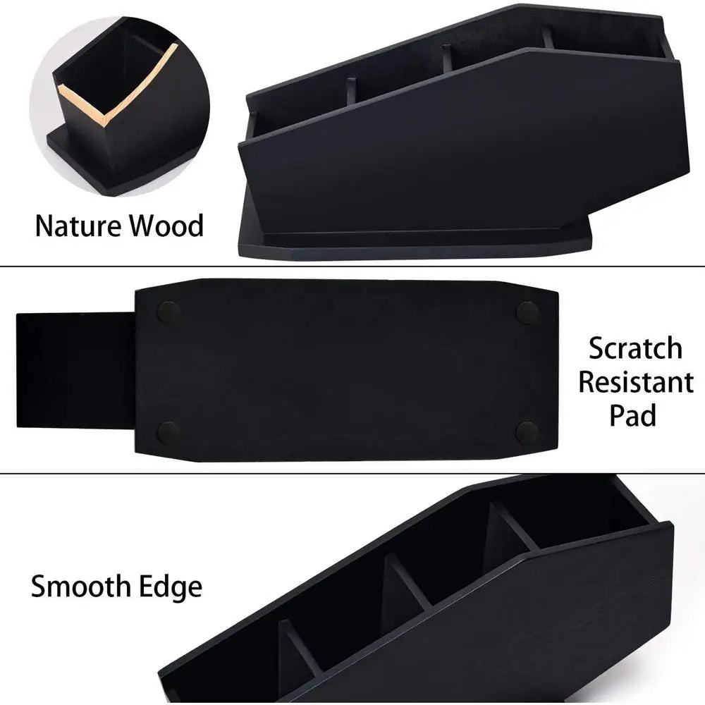 Day Night Cosmetic Brush Organizer Gothic Wooden Coffin Makeup Holder Cosmetic Storage Spooky Compartment Pen Holder