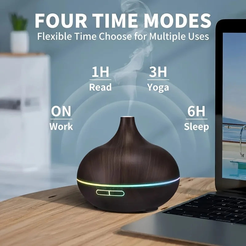 Diffuser For Home Wood Grain Aroma Diffuser with Remote Control Timer  6 Oil Set - 550ml Cool Mist Humidifier for Large Room