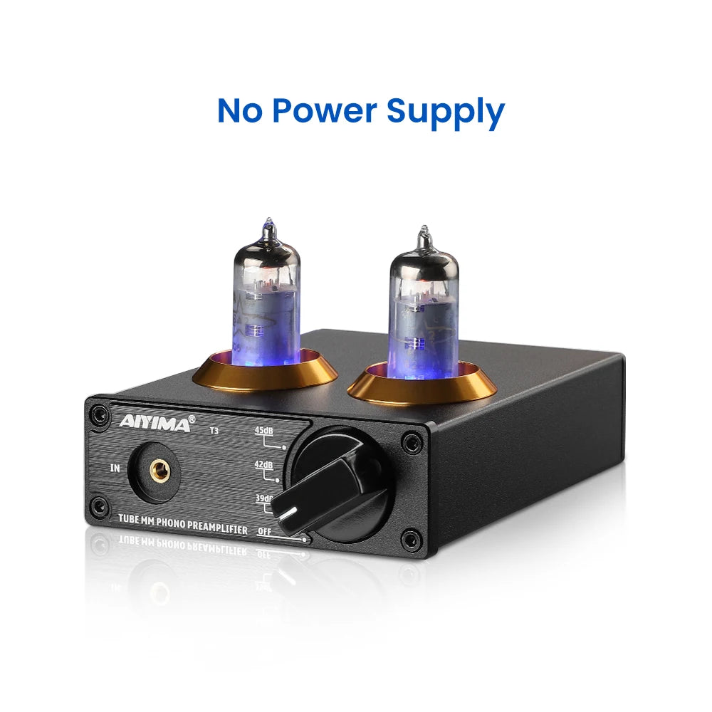 AIYIMA T3 HiFi Vacuum 6A2 Tube MM Phono Preamplifier Vinyl Record Player Stereo Tube Pre amp Amplifier Turntable Phonograph 12V