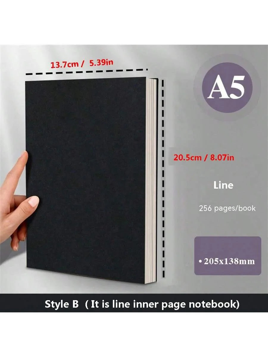 1pc Ultra Thick And Simple A5 Blank Line Grid Notebook,Retro Student Practical Draft Pad,Diary Notepad,256 Pages